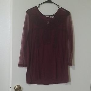 Lucky Brand Burgundy Blouse